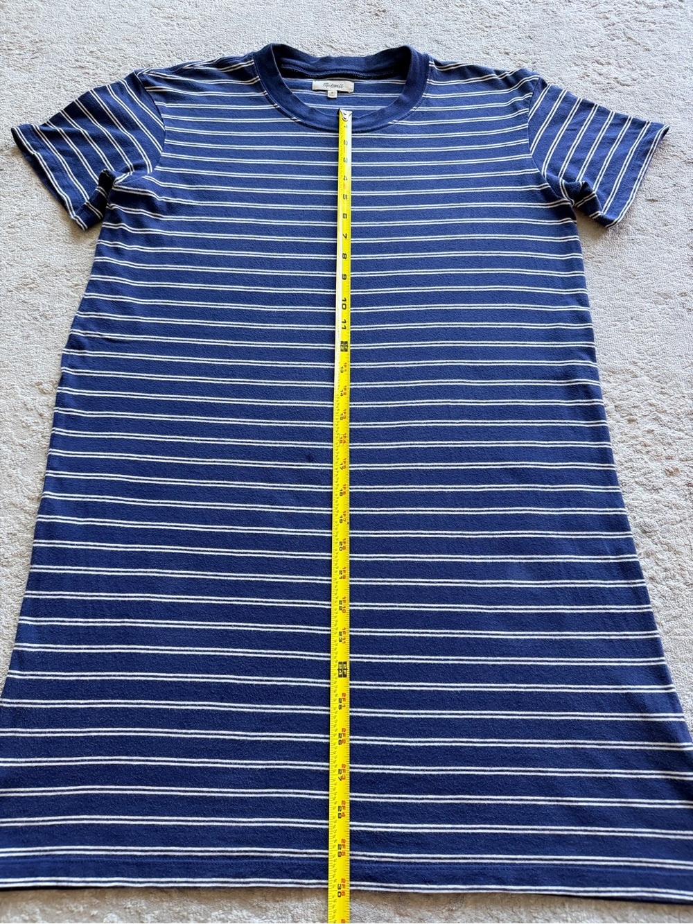 Madewell Tina Striped Cotton T-Shirt Dress Size S Navy White - Picture 9 of 9